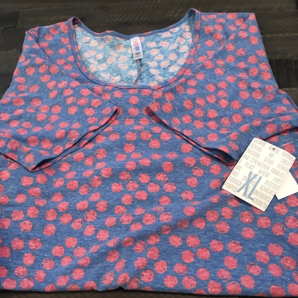 LuLaRoe Tops - Lularoe Perfect T-shirt blue w polka dots
